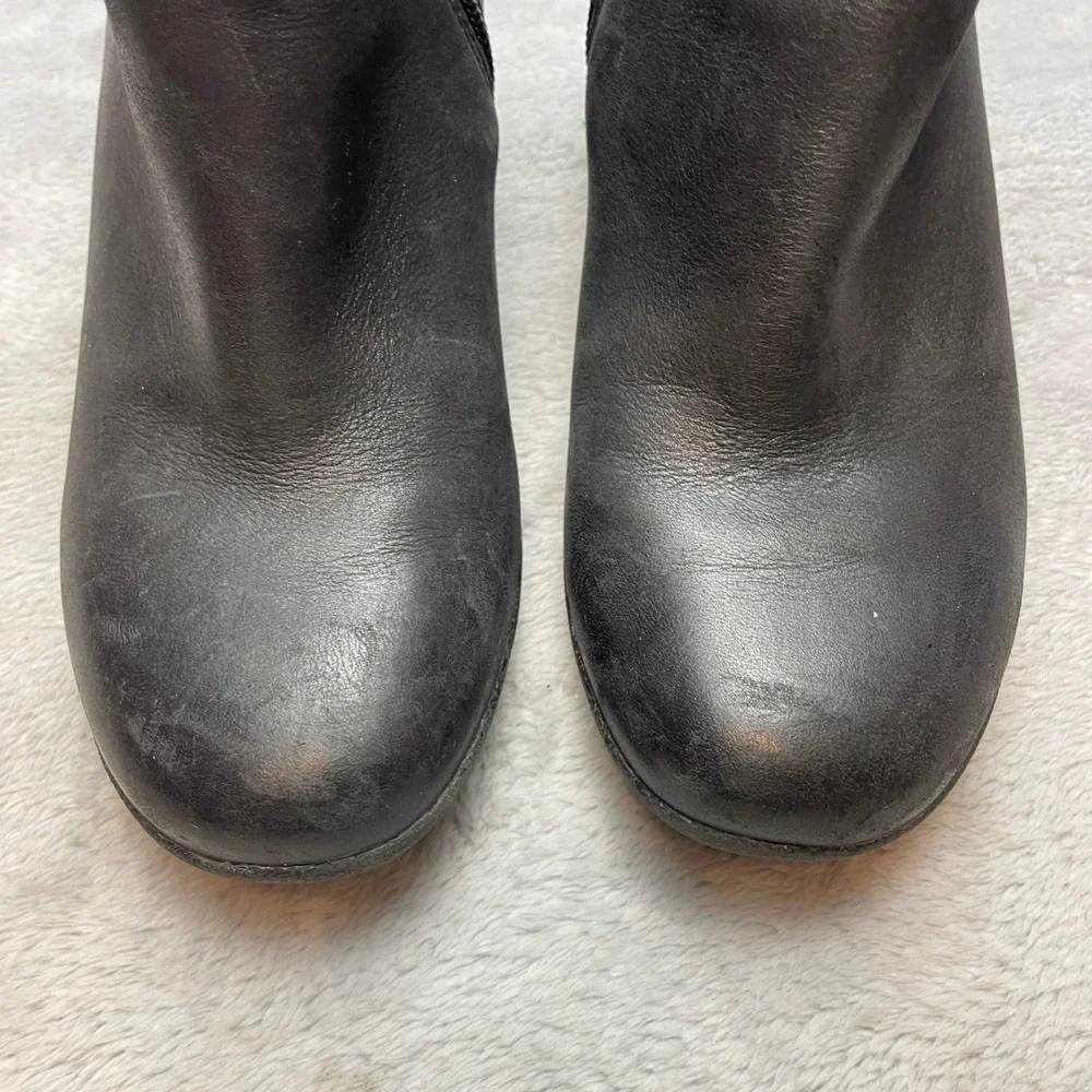 Dansko Womens Perry Leather Ankle Booties Size 36/5.5-6 Black Nubuck Side Zip